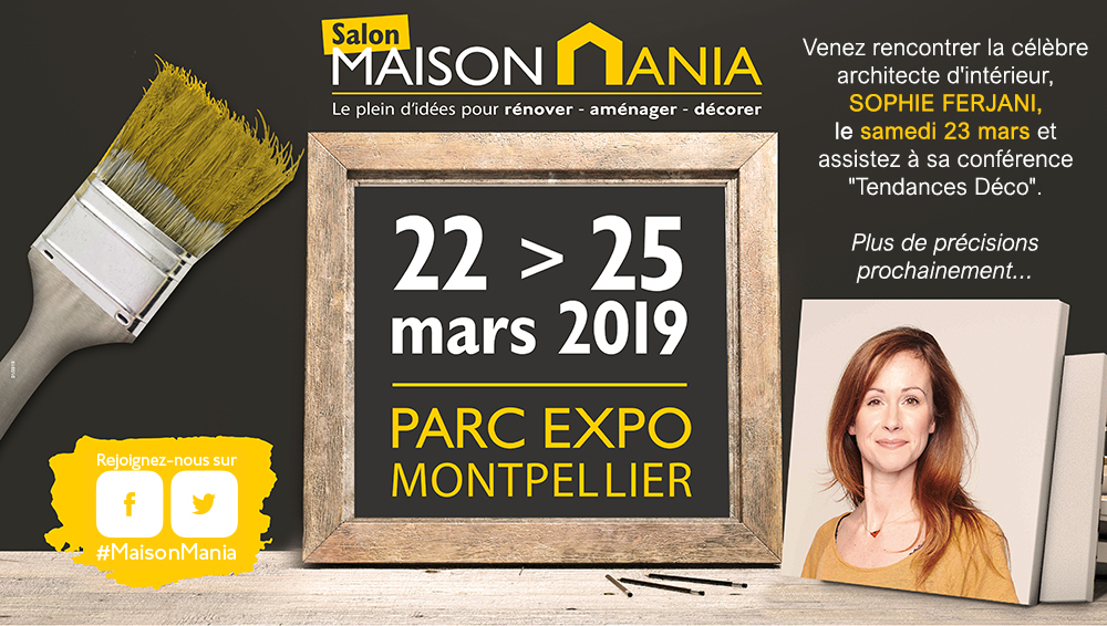 Cette année encore le stand de Coladis véranda et pergola s’installera au salon Maison Mania de Montpellier du 22 au 25 mars 2018.