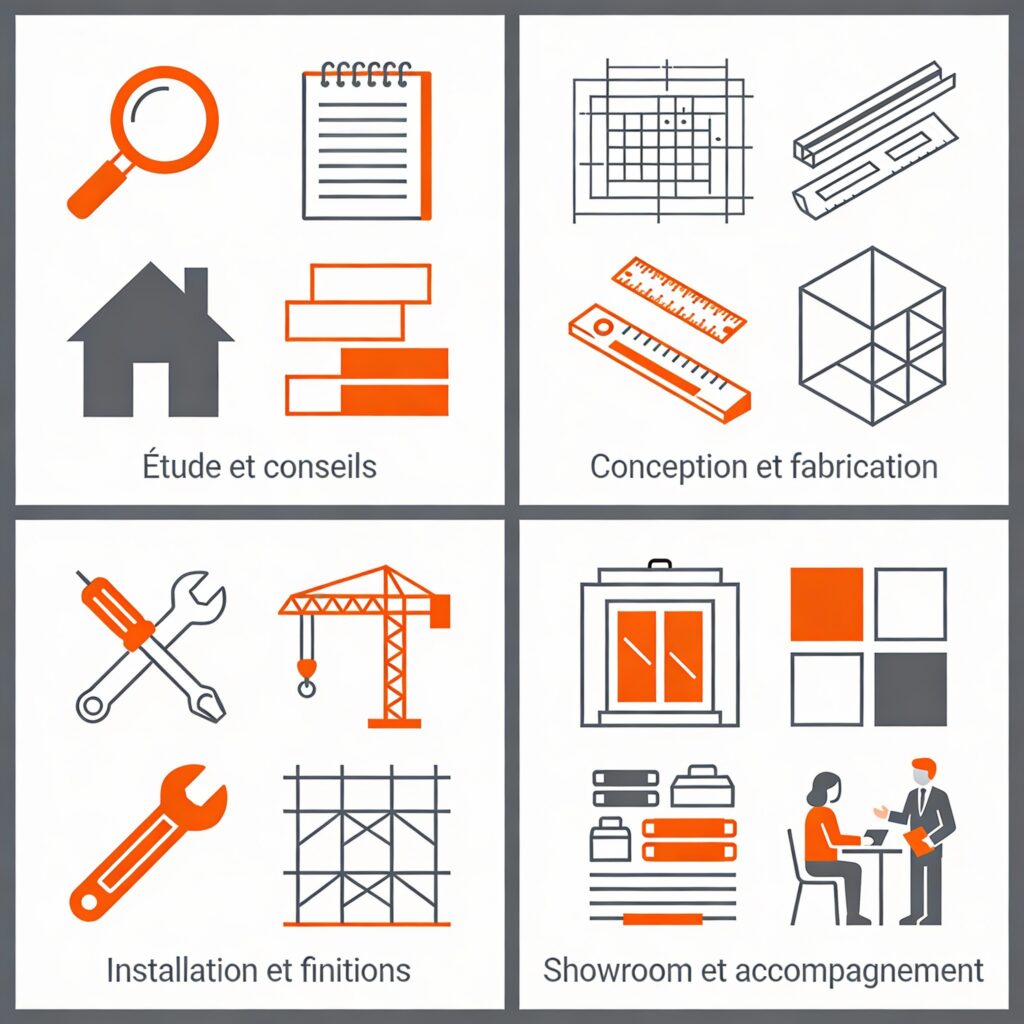 Étapes de création véranda : étude, conception, installation, showroom et accompagnement